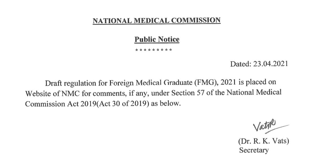 NMC Drafts FMG 2021 Regulations